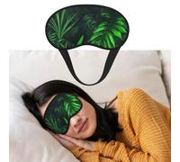 Green Tropical Jungle Plant Eye Mask for Sleeping Soft Satin Sleep Shade Cover Blindfold with Elastic Strap Travel Nap Blackout Eye Shade Cover for Women Men