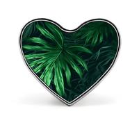 Green Tropical Jungle Plant Lapel Pin Cute Custom Button Pin Personalized Heart Brooch Aluminum Alloy Brooch Pins Fashion Exquisite Badge Pins for Hat Bag Suit Tie Wedding Accessories