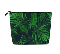 Green Tropical Jungle Plant Patterned Women's Cosmetic Bag, Suitable for Daily Storage, Travel, and Business Trips.