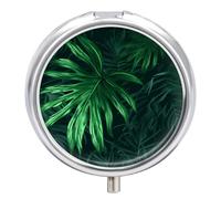 Green Tropical Jungle Plant Pill Case Pill Box with 3 Compartments