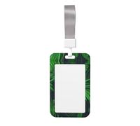Green Tropical Jungle Plant Print Id Card Holder,Badge Holder with Lanyard,Work Pass Protector for Office Staff School Nurse
