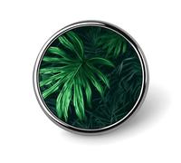 Green Tropical Jungle Plant Round Aluminum Alloy Pin Badge Lapel Pin