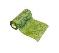 Green tropical leaf relief non-woven table runner 15 cm x 5 m
