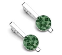 Green Tropical Leaves 2 Pcs Tie Clips for Men Necktie Tie Bar