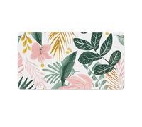 Green Tropical Leaves Desk Mat 40X75cm, Non-Slip Rubber Base with Stitched Edges, Waterproof Desk Pad for Keyboard & Mouse, Large Mouse Pad for Office Gaming