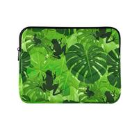 Green Tropical Leaves Frog Laptop Cases Laptop Sleeve Quilted 13 Inch Tablet Briefcase Carrying Bag