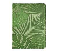 Green Tropical Leaves Pattern Passport Holder for Travel with Credit Card Holder Slots RFID Passport Book Holders PU Leather Travel Accessories for Women Men