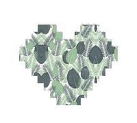 Green Tropical Leaves Print Building Brick Block Puzzle Heart Shaped,Christmas Valentines Birthday Anniversary Presents