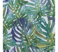 Green Tropical Leaves Print Design Cotton Rich Linen Look Fabric For Curtains Blinds Craft Quilting Patchwork & Upholstery 55" 140cm Wide - Sold by the Half Metre
