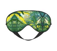 Green Tropical Leaves Print Soft Eye Mask/Sleep Eye Mask/Blackout Eye Mask, Suitable for Travel/Office/Yoga/Nap