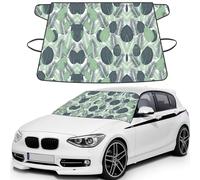 Green Tropical Leaves Printed Car Windshield Snow Cover, Waterproof Windshield Cover for Ice, Snow & Sun, Fits Most Cars & SUVs - 69x42.5''