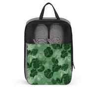 Green Tropical Leaves Shoe Bag Travel Shoe Organizer Water-Resistant Shoe Pouch with Zipper Sneaker Dust Bag, gray, One Size, Modern