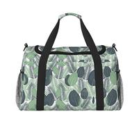 Green Tropical Leaves Travel Tote Bag - Large Reusable Shopping Bag, Vacation Tote, Sports Duffel Bag with Adjustable Crossbody Strap, Black, One Size