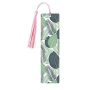 Green Tropical Leaves Wooden Bookmark Birthday Present Tassels Crafts Perfect Decoration for Bookmarks