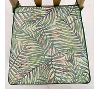 Green Tropical Palm Pattern Tapestry Weave Fabric Tapered Square Shaped Chair Seat Pad, For Kitchen/Dining Chairs Approx. 16" x 16" (40cms x 40cms)