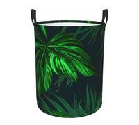 Green Tropical Plant - Circular Laundry Basket â€“ Waterproof, Lightweight, And Durability With Handles | Collapsible Laundry Hamper For Home Décor And Versatile Storage