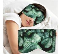 Green Tropical Plant Leaves Printed, Sleep Mask for Home Travel, Full Eye Covers Light Blocking Eye Mask Sleep Eye and Ear Muffs
