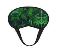 Green Tropical Plant Print Blackout Sleep Mask - Side Sleeper Eye Cover, Soft Comfort, Perfect for Travel, Meditation