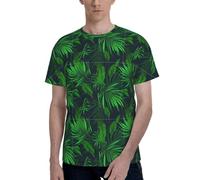 Green Tropical Plant Print Men Short Sleeve Crew Neck T-Shirt Stylish Casual Summer Various Occasions Wear
