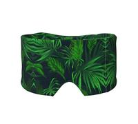 Green Tropical Plant Print Sleep Eye and Ear Muffs Mask - Adjustable Yoga Travel Headband, Keep Warm Shading Comfortable Aid