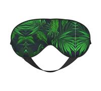 Green Tropical Plant Print Soft Eye Mask – Comfortable Sleep, Blocks Light, Full Eye Coverage, Ideal for Travel, Meditation