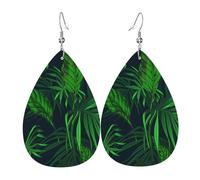 Green Tropical Plant Print Teardrop Earrings Dangle For Women Fashion Jewelry Festival Daily Wear Accessory