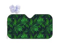 Green Tropical Plant Printing Windshield Sun Shade for Car. Reflective UV and Heat Shield with Keeps Interior Cool Universal Sedans
