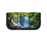 Green Tropical Plants and Waterfall Small Pencil Bag Simple Pencil Pouch Aesthetic Pencil Case Pencil Storage Bag Pen Holder Office