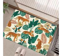 Green Tropical Style Tiger Bird Tail Flower Leaves Printed Doormat Non-Slip Welcome Mats Durable Floor Mats Indoor Entryway Door Mat Rug for Indoor Outdoor Entrances 80 x 120 cm