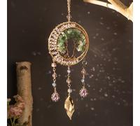 Green Turquoise Crystal Sun Catcher, Dreamocean Tree of Life Suncatchers for Windows Hanging Ornament Dream Catcher for Car Wall Home Indoor Outdoor Decor