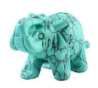 Green Turquoise Elephant 1.5Inches Statue Crafts Natural Stone Carved Figurine Chakra Carving Stones Healing Reiki Free Pouch (Turquoise)