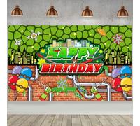 Green Turtle Happy Birthday Party Photography Backdrop, 5.9 * 3.6FT Cartoon Background Photo Booth Banner Props for Fans Adults Birthday Baby Shower Party Decorations Supplies
