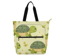 Green Turtle Kids Tote Bag Piano Book Bag for Kids Students Adults Large Child Book Tote Resuable Grocery Bag Handbag for School and Playtime Rainbow