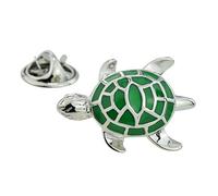 Green Turtle Lapel Pin Badge, Metal, 8 x 15mm