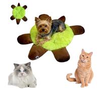 Green Turtle Pet Bed for Cats and Small Dogs, Plush Tortoise Shell Cushion with Soft Padding, Novelty Animal Shaped Sleeping Mat for Puppy Crate or Floor, Kawaii Room Decor