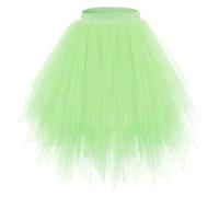 Green Tutu Skirts for Women Classic Elastic Waist Mesh Tulle Skirt Adult Mini Short Half Dress Skirt Summer A-Line Casual Skirts for Parties Dancing Wedding Prom One Size