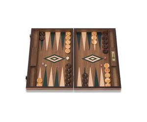 Green Uber Walnut Backgammon Set - Fantastic Quality Foldable Walnut Backgammon Boards measuring 48cm x 60cm x 4xm when open.