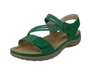 (Green, UK 6) Ladies Rieker Casual Hook and Loop Strap Sandals 64870