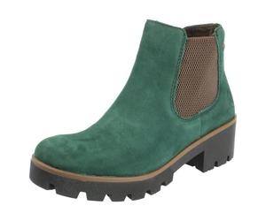(Green, UK 7.5) Ladies Rieker Chunky Gusset Detailed Heeled Ankle Boots 79265