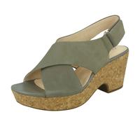 (Green, UK 7) Ladies Clarks Slingback Wedge Sandals Maritsa Lara