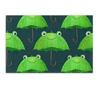 Green Umbrellas Frog Jigsaw Puzzles Adult 500 Pieces Home Decor Art Custom Fun Adult Toy White Elephant Gifts Funny, 20.5x14.9 Inch