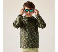 Green unisex 14 Years Regatta Kids’ Printed Lever II Waterpoof Jacket Green, Size: 14 Years