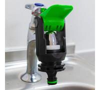 Green Universal Click Lock Kitchen Tap Adaptor For Downward Facing Spouts Compatible With Hozelock And Gardena
