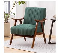Green Upholstered Accent Armchair with Wood Frame and Technology Cloth Cushion Modern Sofa Chair for Living Room Office Bedroom Padded Reading and Lounge Chair