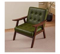 Green Upholstered Chair Modern Single Sofa with Lounge Seat & Wooden Legs Cozy Reading Chair for Living Room Bedroom & Waiting Room