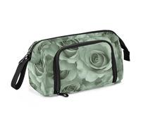 Green Valentine Roses Pencil Case Large Capacity Travel Pencil Case Lightweight School Supplies for Teen Girls for Teen Girls Kindergarten