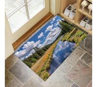 Green Valley Doormat - Inside And Outside Welcome Mat, Mixed Colors Indoor Front Doormat With Non-Slip Backing, Heavy Duty Entrance Mat, 40 X 60 Cm Jungle River