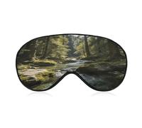 Green Valley Stream Waterfall Sleep Mask Block Light Eye Sleep Shade Cover Comfortable Lightweight Sleeping Blindfold Soft Breathable Night Eye Cover Adjustable Band Eye Mask for Men Women