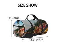Green Varenna Scenic Sunset View Como Lake Sports Bag Tote Bags Waterproof Gym Bag with Shoulder Strap Zipper 2 Side Pockets for Men and Women, Travel and Storage Shoulder Bags