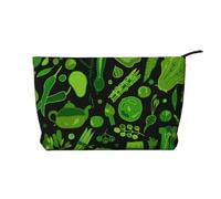Green Vegetables Pattern, Cosmetic Bag Corduroy Makeup Bag Portable Travel Toiletry Bag